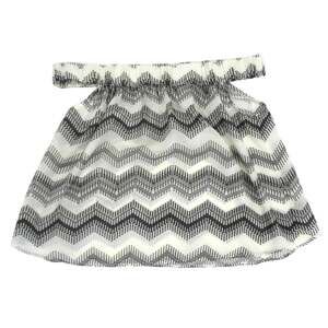 Lou & Grey  Ivory Black Chevron Print Off Shoulder Blouse Womens M